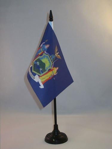 AZ FLAG, New York Table Flag 4'' x 6'', US state of New York Office Mini Banner 100% Polyester 15 x 10 cm