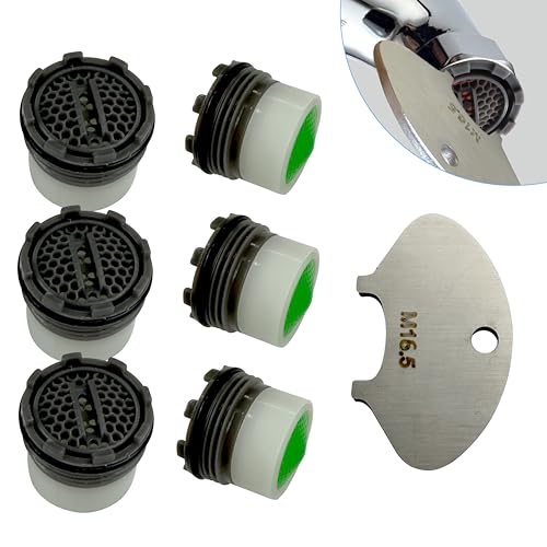 Upgraded 6-Pack 16.5mm Faucet Aerators with 304 Stainless Steel Aerator Removal Tool – Easy Install & Smooth Water Flow