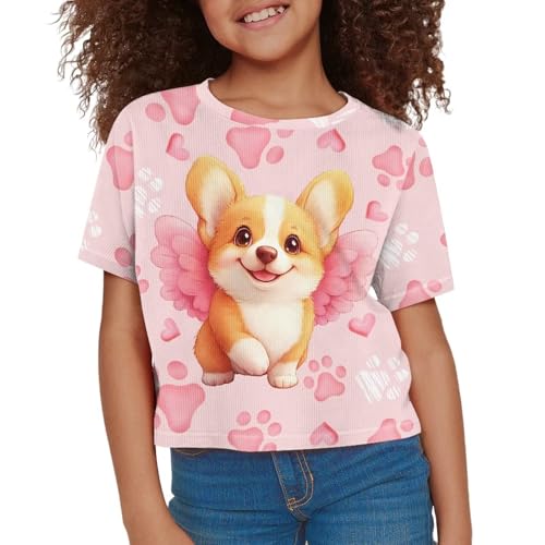 Girls Trendy Tee Shirts Casual Short Sleeve Crop Top Summer Pullover Top 5-14 Years Old3
