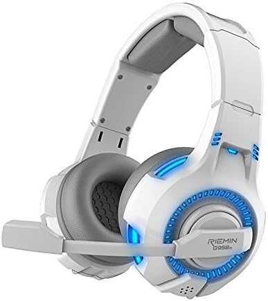 G958S White Blue, 3.5mm + USB Plug, Blue LED Lights, Headsets, Headphones, Earphones With Noise Cancelling & Volume Control