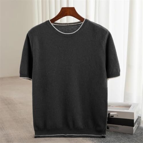Splicing Together Cashmere Pullover Men Solid Wool Sweater O-Neck Short Sleeve Business Casual Soft Warm Clothing Tops3