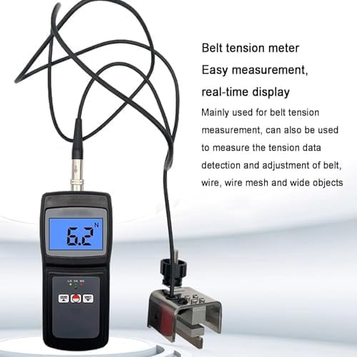 Medidor de tensión de correa, rango de tensión de 0 a 750 N, cabezal de medición de precisión, alarma de sonido y luz, salida de datos USB para correas síncronas y V multiacanaladas