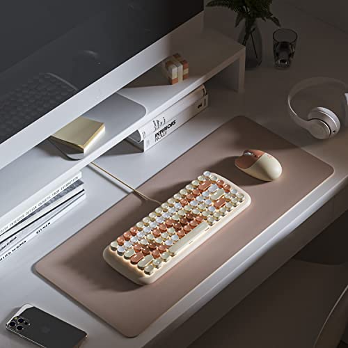 Knowsqt Mechanical Keyboard, Wired Ergonomic Compact Design 84 Keys Led Backlit Computer Keyboards, Frosted Round Keycap 12 Multimedia Keys For Mac Os Pc - Milk Tea #TOP1