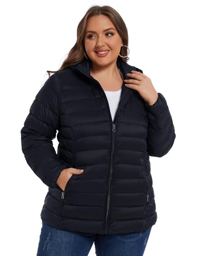 ANOTHER CHOICE Plus Size Packable Puffer Coat for Women, Light Weight Winter Jacket with Hood2