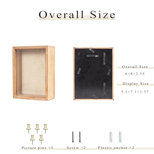Image of Shadow Box Frame 6x8 Shadow Box Display Case with Linen Back of Awards Memorabilia Flower, Pictures, Keepsakes、Bouquet、Medals and More Photos Memory Box