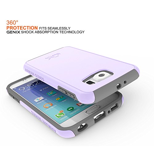 Galaxy S6 Case, Genix Case Armor Series Dual Layer Premium Protective Case for Samsung Galaxy S6 - Purple/ Gray by GENIX CASE - Used condition - Image 4