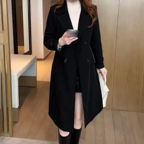 Elegant Womens Plush Lined Trench Coat,Women's Trench Coat Long Double Breasted Jacket,Warm Lined Jackets3