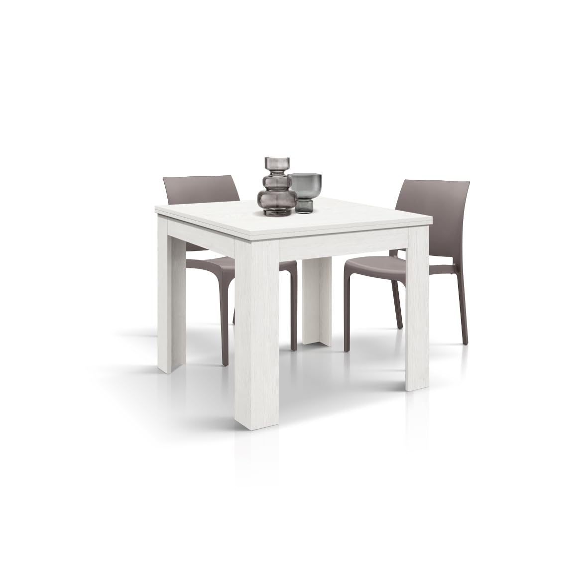 PAZZO DESIGN - Mesa extensible Lorenzo, blanco perla, melaminado, fabricado en Italia, de 90 a 180 cm - id_1975