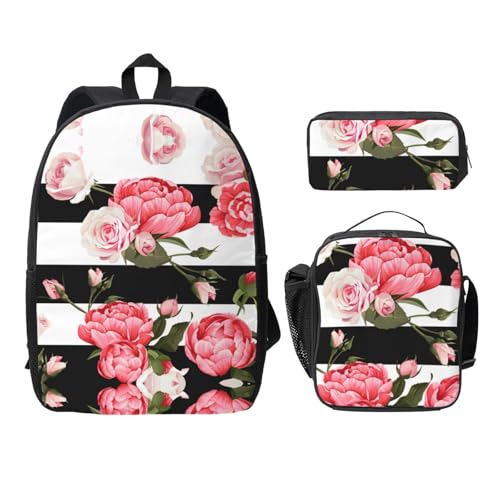 Sac à dos 3 pièces pour transporter cahiers et repas sans encombre avec trousse assortie noir