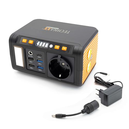 Technaxx Mini Power Station Portatile 74Wh 80W – Presa AC 230V, USB-C PD 18W, 4×USB-A QC3.0, Uscita DC, LED, Compatibile con Ricarica Solare–Generatore per Campeggio – Modello Aggiornato 2026 TX-205+