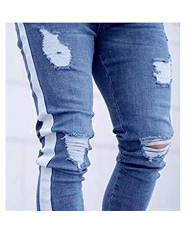 Letuwj Men's Jean Denim Extensible Slim Trousers2