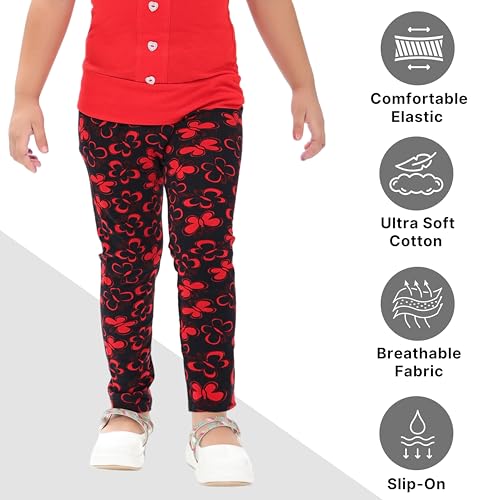 comfycute Pure Cotton Girls Leggings Kids Stretchable Ankle Length Soft Non-Transparent Printed Bottom Wear for Daily Use | Breathable Skin-Friendly Regular Fit All Day Comfort - Image 3 thumbnail