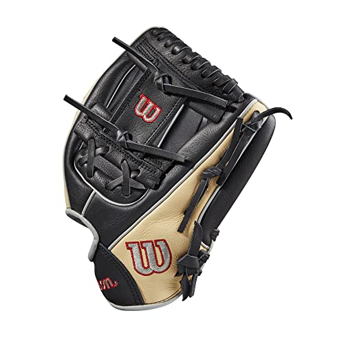 Wilson A500 11.5” Utility Youth Baseball Glove - Left Hand Throw, Black/Blonde/Red #TOP3
