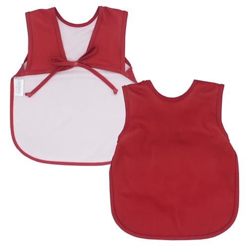 BapronBaby Minimalist Cranberry Bapron - No Neck Tie Safer Bib for Baby & Toddler - Soft Waterproof Stain Resistant - Machine Washable - Sz Preschool 3-5yrs