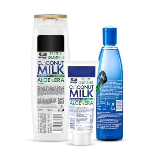 Image of Parachute Advansed Damage Repair Set | For Damage Repair | 48Hrs Frizz control | Coconut Milk & Aloe Vera | Hair Oil + Shampoo + Conditioner | 910ml