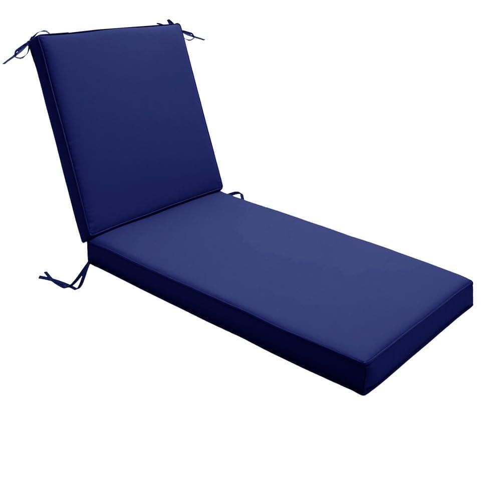 Coussin imperméable pour chaise longue, matelas de rechange doux et épais pour transats, chaises longues et chaises longues au bord de la piscine, attaches antidérapantes, bleu foncé, 178 x 59 x 10 cm