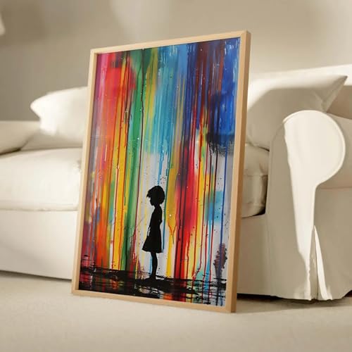 Affiche et impression murale vintage toile arc-en-ciel graffiti abstrait coloré 50x75