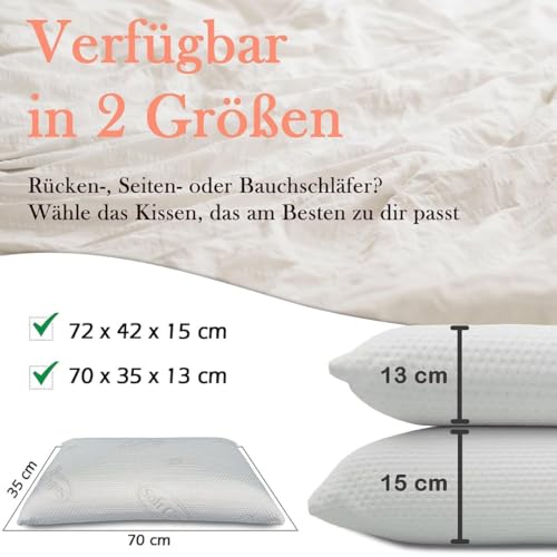 Sabeatex – Nackenstützkissen 70x35x13 cm - Orthopädisches Nackenkissen aus viscoelastischem...