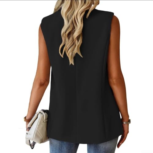 Chaleco casual de mujer con botones frontales y bolsillos de verano 2