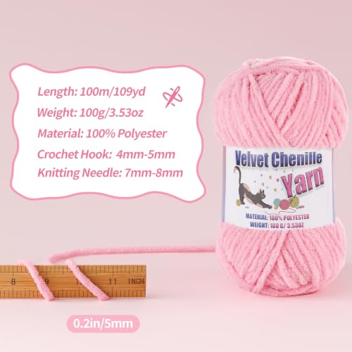 Image of 2 * 100g /3.5oz Fluffy Chenille Yarn for Crocheting, Chunky Velvet Yarn for Crochet Amigurumi, Used for Making Baby Yarns Blanket, Clothes, Pattern Knitting Creations (2- Khaki)