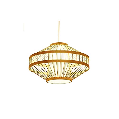 Pendant luminaire E27 bambou lustre rustique rétro pour salle à manger