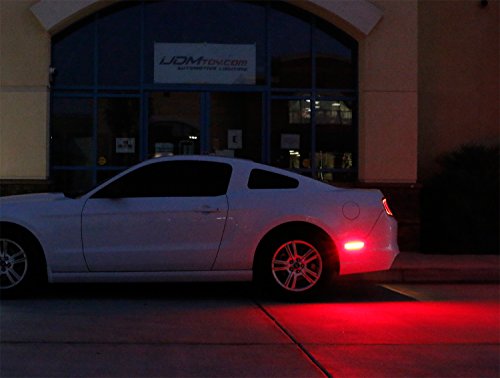 Ijdmtoy Smoked Lens Red Full Led Rear Side Marker Light Kit Compatible With 2005-09 Ford Mustang, Powered By 54-Smd Led, Replace Oem Back Sidemarker Lamps #TOP5