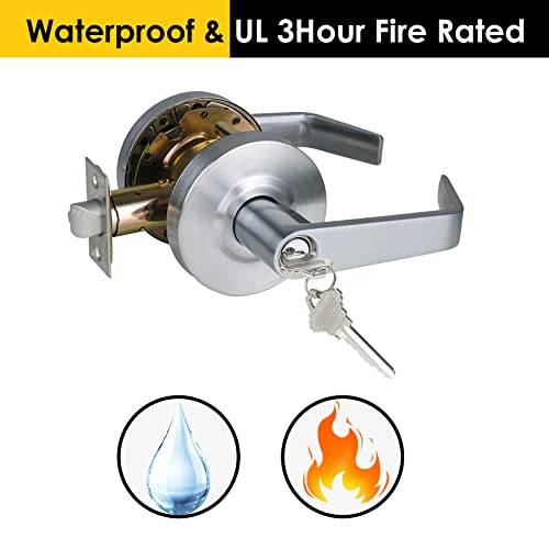 Hisafe 70Mm Latch Heavy Duty Keyed Storeroom Door Lever Grade 2 Commercial Door Handle, Ul 3 Hour Fire Rated & Ada Compliant, X-Hd-G2-St #TOP2