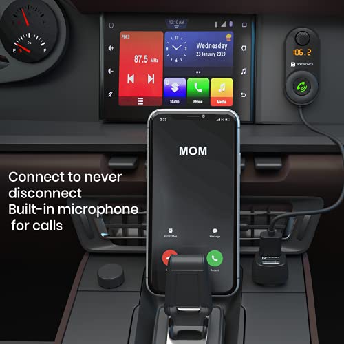 Image of Portronics AUTO 17 in-Car Bluetooth Receiver for Handsfree Calling, Music System, Supports All Smartphones (Black)