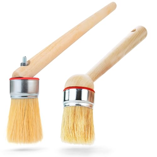 Reifenmontagepaste Pinsel Set Kurz 22cm & Lang 40cm Rundkopf Durchmesser 40mm Montagepinsel Holzgriff Universal Rundpinsel