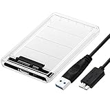 透明な 2.5インチ HDDケース USB 3.0接続 SATA対応 HDD/SSD 外付け ドライブ ケース ネジ&工具不要 簡単着脱 Windows/Mac/Linux等適用 互換品