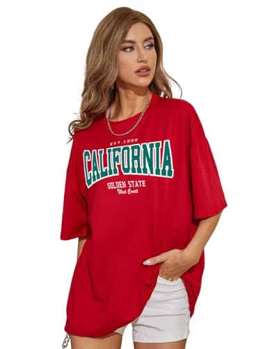 Image of JUNEBERRY 100% Pure Cotton, Pack of 2,Round Neck, Oversized Loose,Drop Shoulder,Graphic Printed, Half Sleeve T-Shirts for Women & Girls, in Different Colors, with Sizes Range from S to 2XL.
