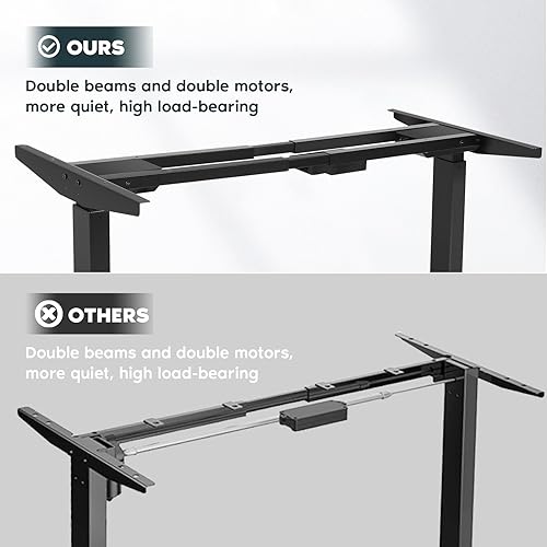 GCCSJ Dual Motor Standing Desk Frame, Sit Stand Up Desk Base Height Adjustable from 27.5\" to 47\", Ergonomic Adjustable Desk Legs for 47\'\' to 63\'\' Home & Office Desk Tops(Frame Only)