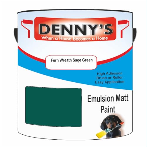 Premium Interior Wall & Ceiling Emulsion Paint – Fern Wreath Sage Green – Rich Matt Finish, Durable & Washable, Low Odour, Ideal for Living Rooms, Bedrooms & Hallways (1 Litre Tin)