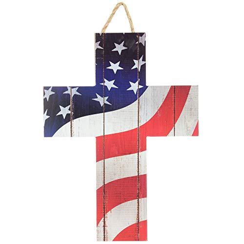 Patriotic American Flag Cross Sign - 13