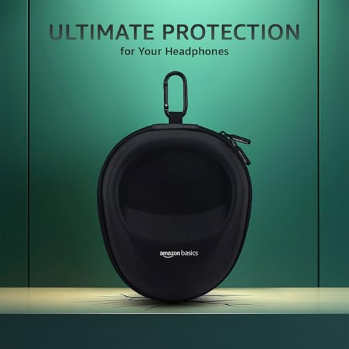 Image of Amazon Basics Hard Shell EVA Headphone Carrying Case for Universal Oversized Over-Ear Headset, Shockproof, Water Repellent, Anti-Pressure Portable Protective Pouch /Storage Bag, Black