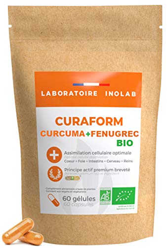 Curcuma Bio Brevettata CurQfen® | biodisponibile X 45 rispetto a un estratto di curcumina 95% + Piperina pepe nero | Risultati clinicamente provati