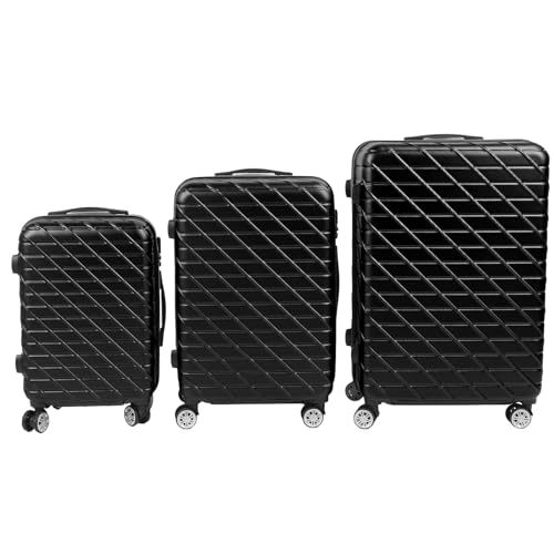 Hztyyier 3 Piece Luggage Set Lightweight Impact for Travel Business, TSA Lock 150kg Load Capacity 20in 24in 28in (Black)
