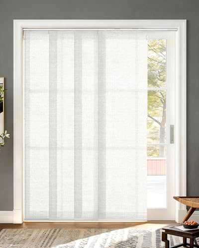 UNISHADES Adjustable Panel Track Blinds for Sliding Glass Door, Cut-to-Height Paper Fabric Panels,...