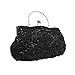 BMC Beaded Sequin Design Metal Frame Kissing Lock Satin Interior Evening Clutch