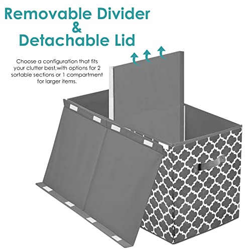 Homyfort Toy Chest Box For Boys, Girls, Kids, Large Collapsible Storage Bins Container With Flip-Top Lid & Divider For Nursery, Playroom, Closet, Stuffed Animal, Sturdy Home Organization, Grey #TOP3