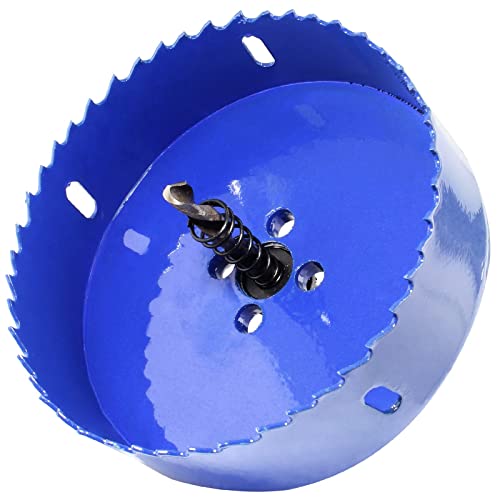 Image of Luomorgo 111mm /4 3 /8 inch Hole Saw, 1 1 /4 inch Cutting Depth | HSS Bi-Metal, For Wood Cornhole Boards, For Plastic Drywall, For Metal Sheet