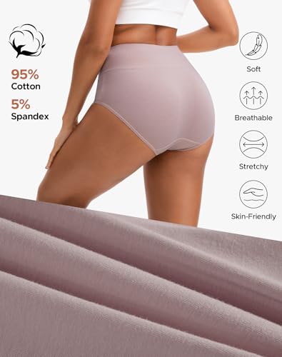 Image of INNERSY Women's High Waisted Underwear Cotton Panties Regular & Plus Size 5-Pack