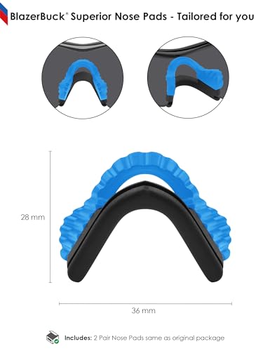 Image of BLAZERBUCK Replacement Nose Pads Nose Pieces for Oakley M Frame Series Sunglasses - Black + Light Blue