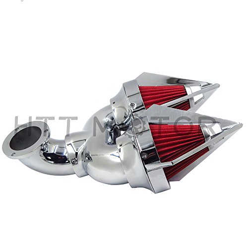 Httmt Mt256C- Chrome Spike Double Air Intake Cleaner Kit Compatible With Harley Cv Carburetor Delphi V-Twin #TOP4