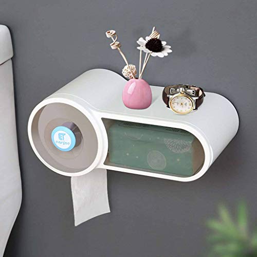 Sans Perçage Porte-Rouleau De Papier SECTION Porte-Papier Toilette Montage Mural Support Papier Titulaire De Papier Hygiénique Distributeur Papier Toilette-blanc Cover