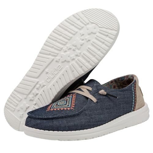 Image of HEYDUDE Women's Wendy Boho Ocean Blue Size 5 | Women's Shoes | Women's Lace Up Loafers | Comfortable & Light-Weight