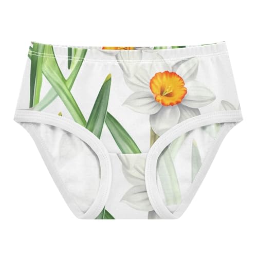 Toddler Underwear Custom 2t Cotton Little Girl Panties Colorful Briefs Undies Kids Watercolor White Narcissus Flowers