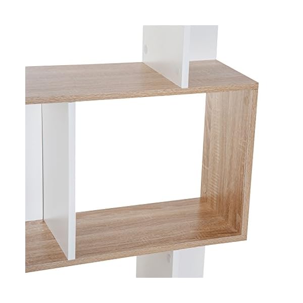 HOMCOM 5-tier Bookcase Storage Display Shelving S Shape design Unit Divider White - Image 9