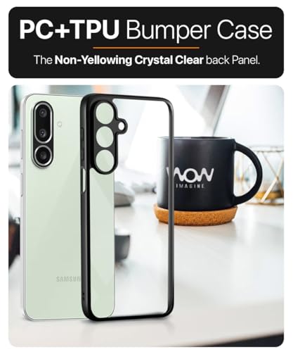 Image of WOW IMAGINE Shockproof Hybrid Back Cover for Samsung Galaxy M36 5G | Samsung Galaxy F36 5G Hard Slim fit Back Case | PC & TPU | Clear Transparent Case - Black