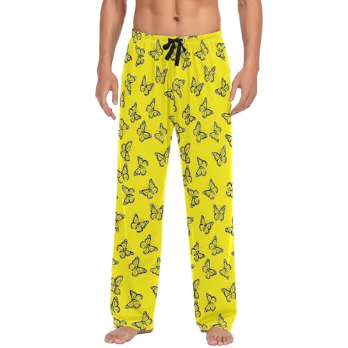 Men's Sleepwear Butterfly Yellow Pajama Pants for Men 2303395